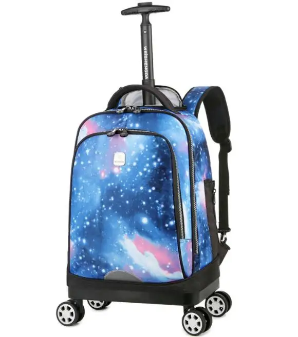 Weishengda Travel Rolling luggage backpack Bag Children travel trolley bag teeangers wheeled backpack for school bag with wheels 6