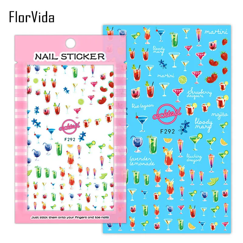 F292 FlorVida, милый медведь, наклейки для ногтей, розовая клубника, маленький торт, специальный китайский свадебный дизайн, наклейки s для украшения ногтей - Цвет: F292