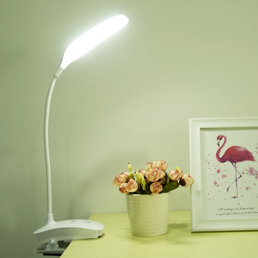  Table Lamp Rechargeable Dimmable LED Desk Lamp Clip on Bed Touch Switch Eye Protection Dimmer Offic