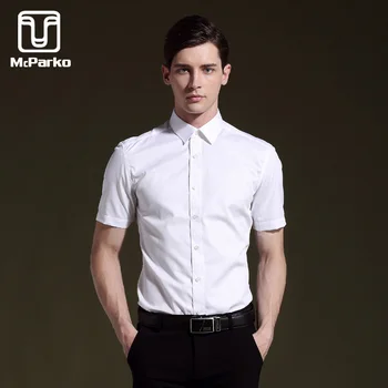 

McParko White Shirt Short Sleeve Formal Shirts For Men Classical Design Slim Fit Mens Shirts 2020 Business Gentlement Clothing