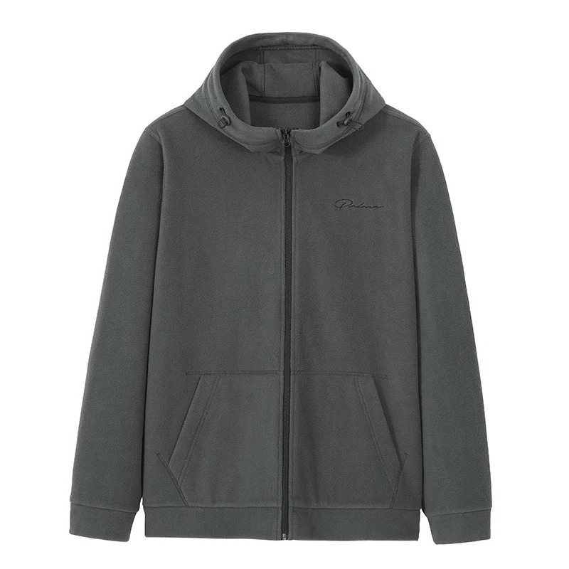 Pioneer Camp мужская зимняя куртка теплая флисовая с капюшоном на молнии черная серая однотонная повседневная куртка мужская AJK908504 - Цвет: Серый