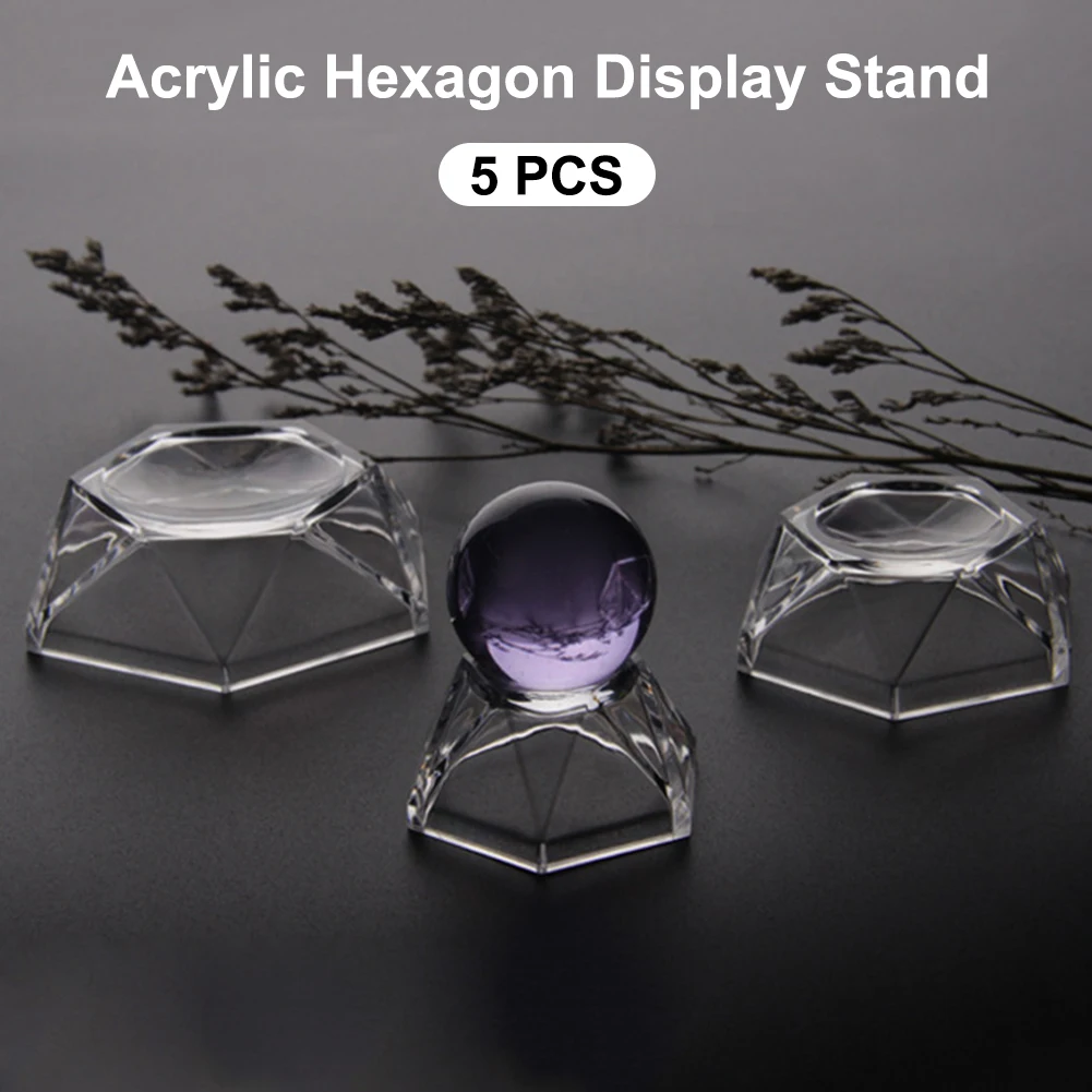 5 PCS Acrylic Hexagon Display Stand Holder For Softball Golf Tennis