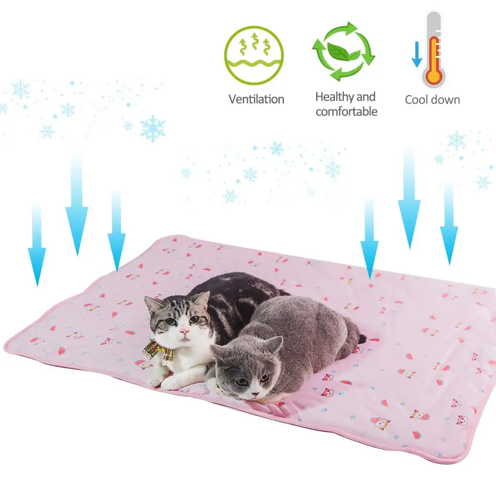 

Pet Cat Self Cooling Pad Summer Cooling Mat Silk Kennel Mat Easy To Fold Breathable Cold Fabric Portable Quick Delivery