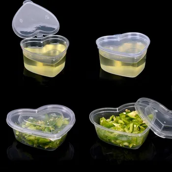 

100pcs High quality love shape creative pudding jelly yogurt cup 45ml 70ml 120ml 150ml small sauce plastic cups with covers