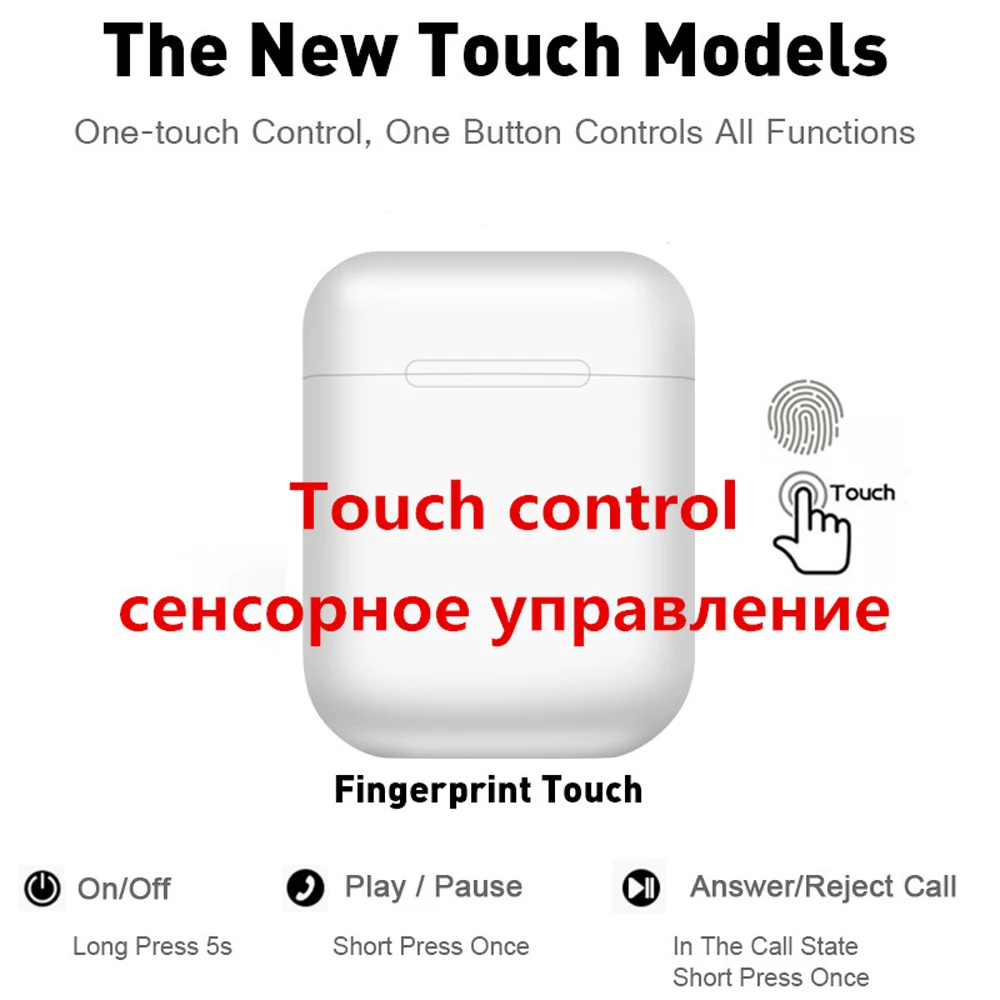 Модные i12 TWS наушники с сенсорной клавишей, мини беспроводная Bluetooth 5,0 гарнитура, супер бас наушники#002