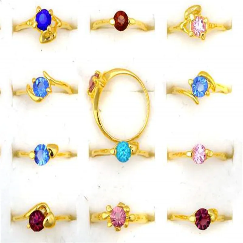 20pcs Mixed Colors Zircon Crystal Rhinestone Rings For Women zircon rings crystal rings