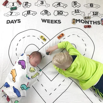 

Cartoon Print Baby Cute Car And House Blanket Photography Background Cloth Toddler Infant Kids Camera Photo Props