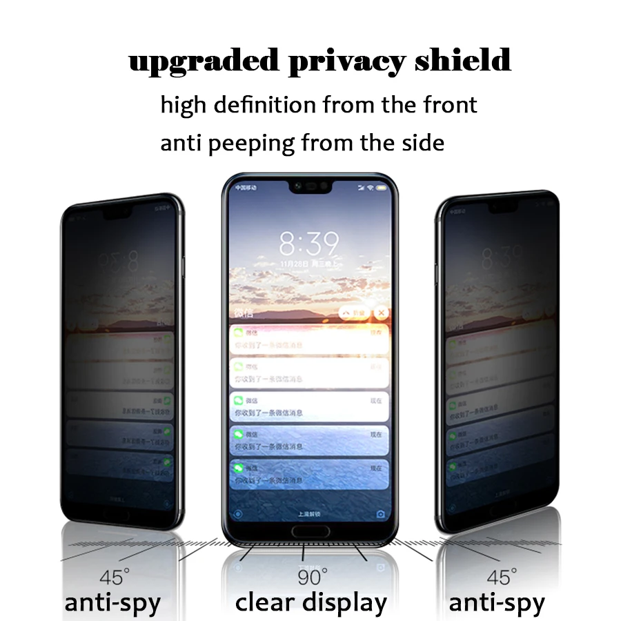 Anti-Peeping Tempered Glass For Huawei honor 10 lite 20 pro Anti Glare Glass For honor 20 pro 10 lite 10i screen Protector