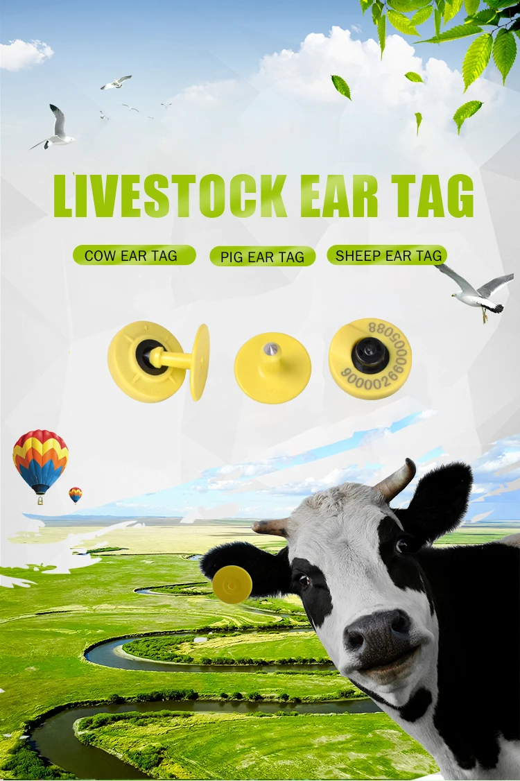 X20 пар животных Rfid ТПУ крупного рогатого скота/овец/Ушная бирка для козы желтый круглый ушной бирка em4305 134,2 кГц ID RFID метки для идентификации животных