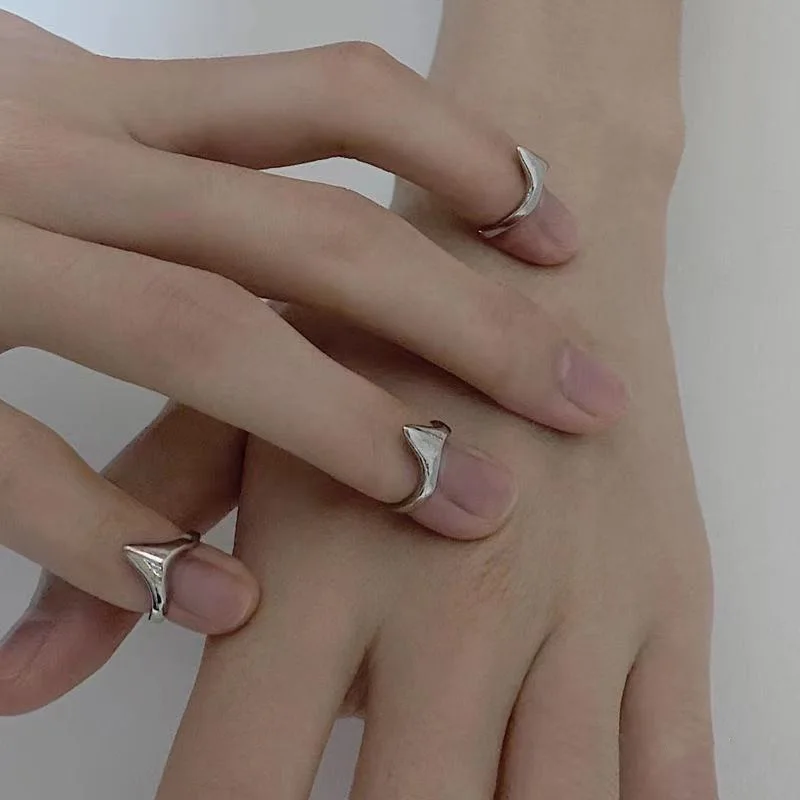 Opening Ring Finger Ring 4pcs Knife Edge Metal Tail Ring for Men Women Girls Party Jewelry
