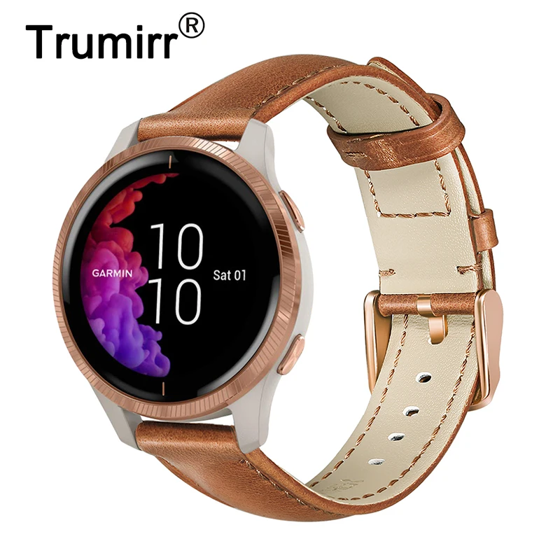 Итальянский ремешок из натуральной кожи для часов Garmin Venu / Vivomove HR 3 3S Luxe Style Vivoactive 4