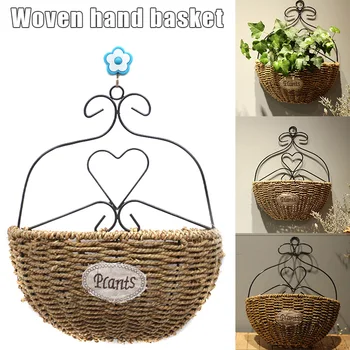 

Flower Basket Rattan Weave Wall Hanging Vase Garden Indoor Home Decor YU-Home