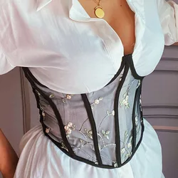 Women's Cummerbunds Corset Top Girdle Mesh Embroidery Fish Bone Shape With Vertical Pattern Decoration Shaping Girdle Bands Belt