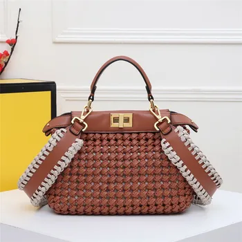 

2020 Spring and Summer New Women's Bag Woven Mesh Handmade Fashion Shoulder Diagonal Handbag High Quality Women Leather Handbags