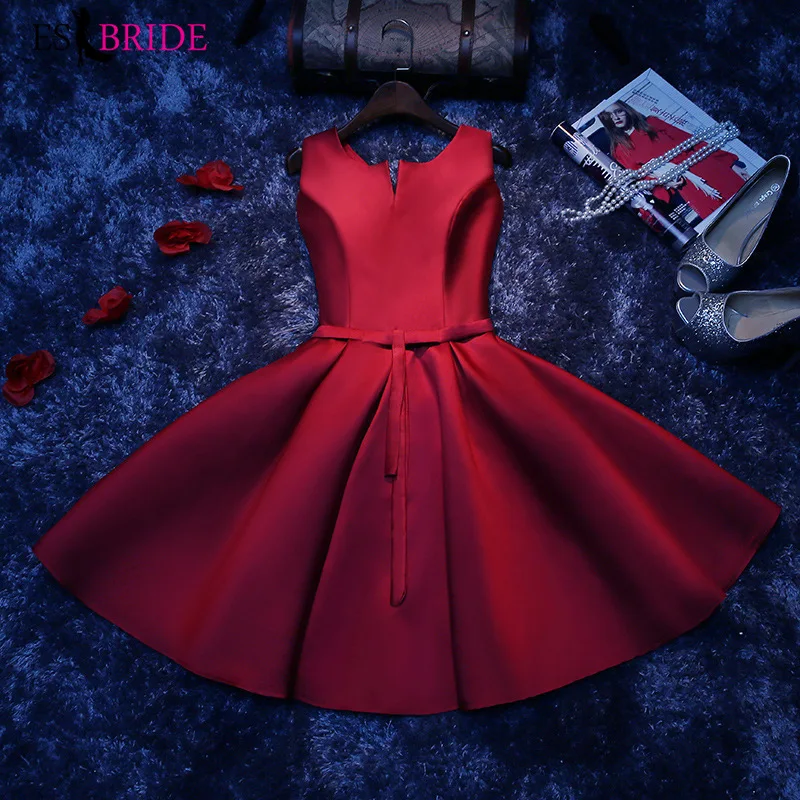 Special Occasion Dress Party Student Birthday Short Evening Gown O-neck Fashion Above Knee Prom Dresses Arabic ES30257