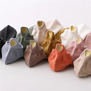 

10 Pair Pack Socks Woman Cotton Cute Embroidered Heart Candy Color Casual Ankle Socks Kawaii Harajuku New Fashion Socks Lady