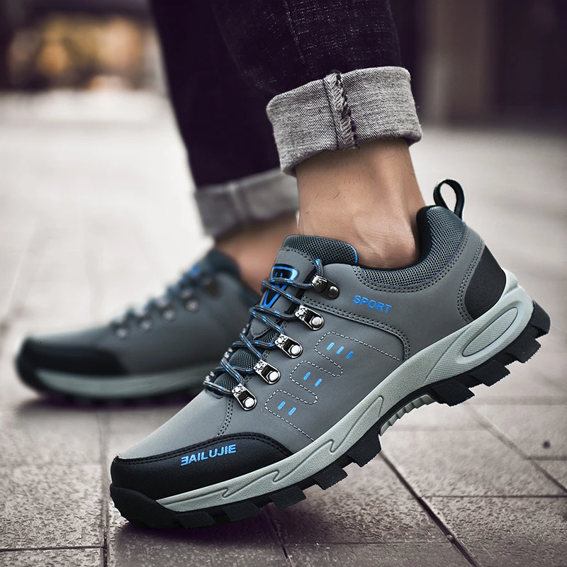 

Hiking Shoes For Men Outdoor Pu Leather Waterproof Trekking Sneaker Non-slip Wear-resistant Climbing Tactical Boots Sports Shoes