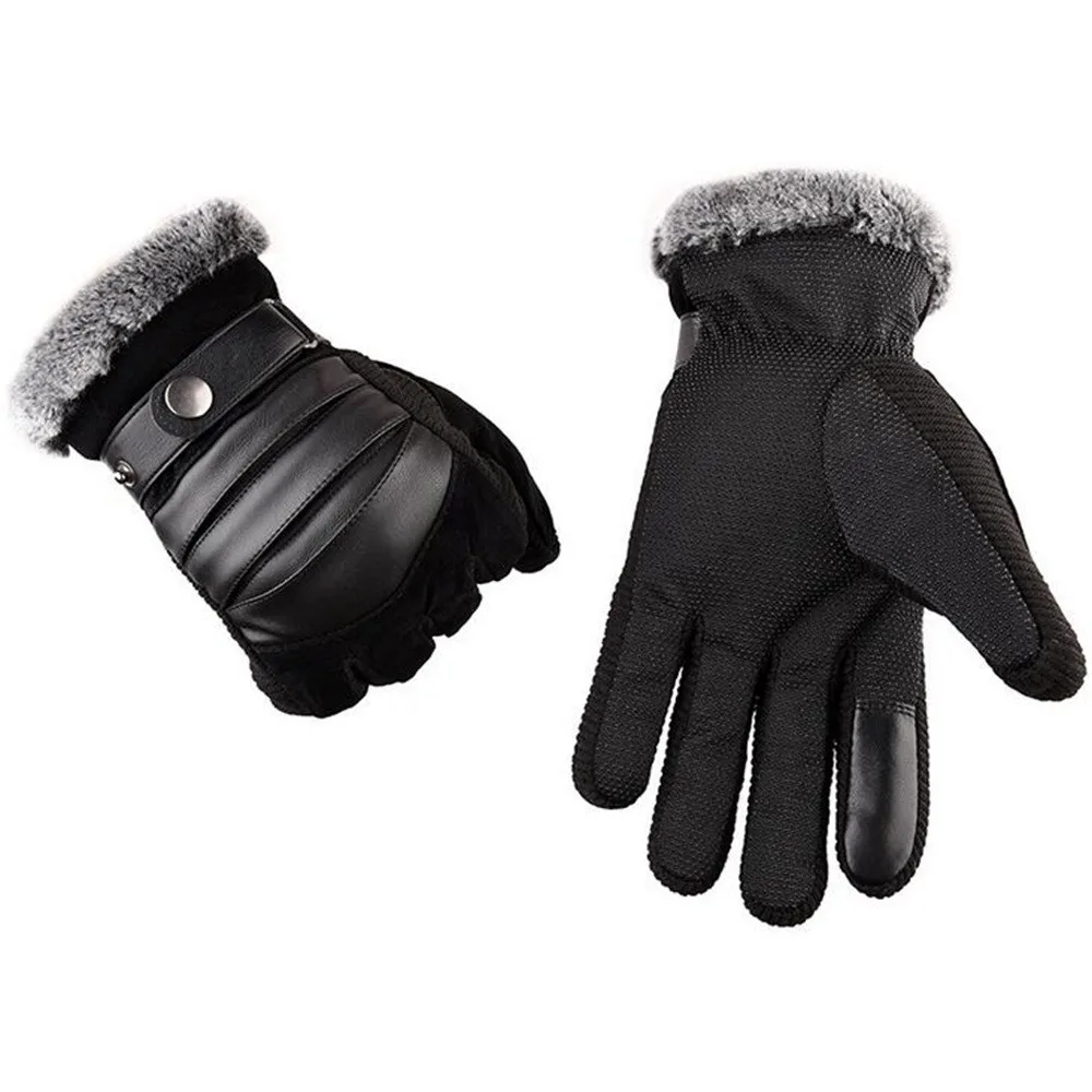Мужские кожаные перчатки с сенсорным экраном Thinsulate, мужские теплые перчатки для вождения, зимние теплые варежки для мужчин