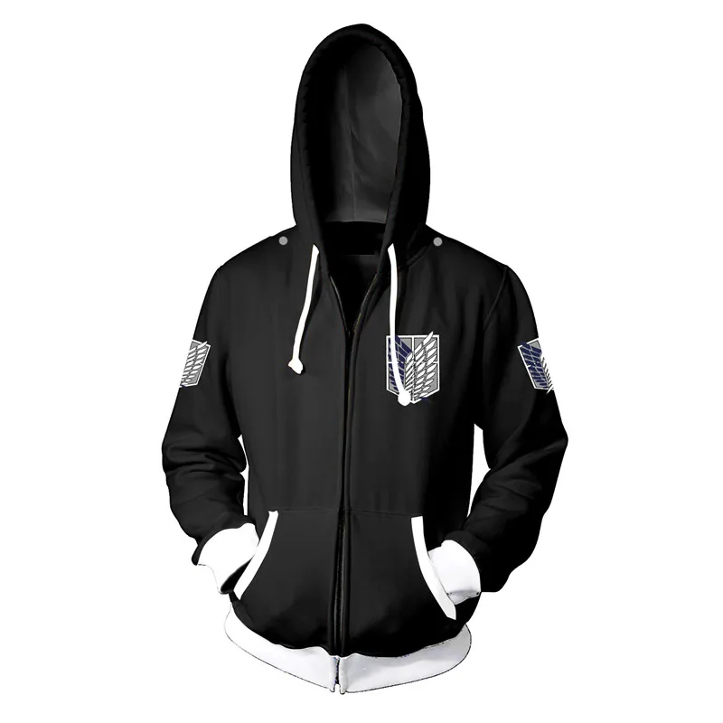 Anime Attack of The Titans Cosplay costume Mens Pullover Hoodies Fashion Adult Harajuku Zipper Hoodie Sweatshirt Mens Jacket - Color: Hoodies 4