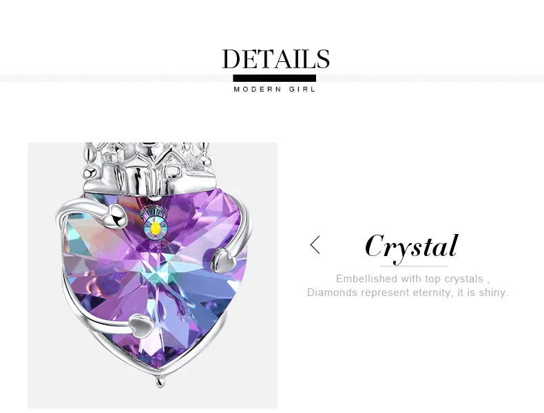Cdyle, фиолетовое сердце, кристалл от Swarovski, Очаровательное ожерелье, Серебро S925, сказочный замок, ожерелье, женские вечерние ювелирные изделия принцессы
