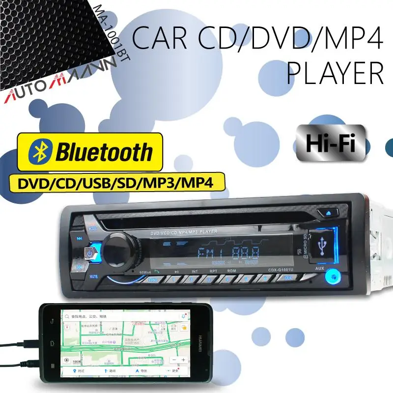 Автомобильный Bluetooth CD/DVD плеер с одним слотом для Nissan Honda Din Toyota радио USB/TF приемник в тире