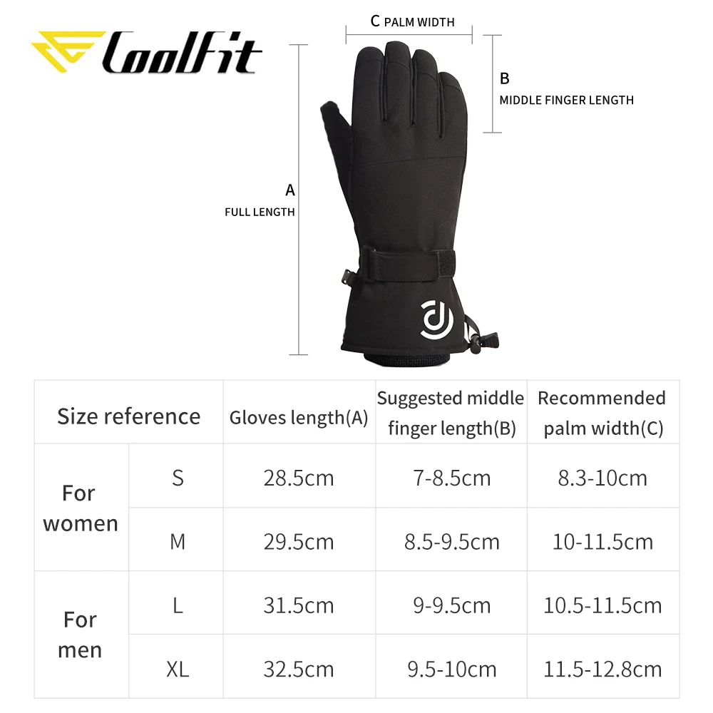 Coolfit Men Women Ski Gloves Ultralight Waterproof Winter Warm Gloves Snowboard Gloves Motorcycle Riding Snow Windproof Gloves 6