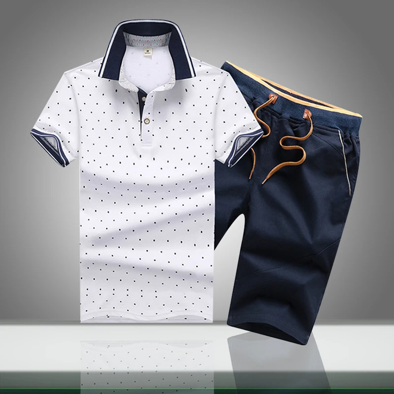 Для мужчин комплект Повседневное 2019 летние однотонные Slim Fit костюм s поло + шорты