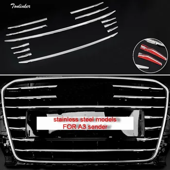 

Tonlinker 12 PCS Car style Stainless steel The front face net decorative light strip Cover Case Stickers for AUDI A3 accessories
