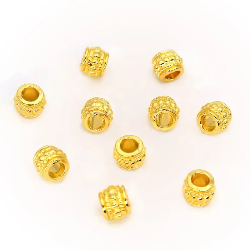 Gold 8x6 тибетское Серебро Цвет серебристый, золотой бронза Цвет с большими отверстиями, кулоны А-круглое колесо трубка вставка, металлические бусины для изготовления ювелирных изделий Рукоделие оптовые поставки - Цвет: Gold