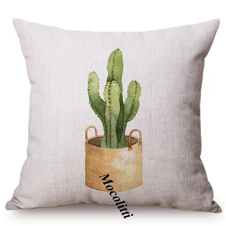Green Plant Nordic Concise Small fresh Home Decorative Cushion Cover Cactus Aloe Potted Plant Office Sofa Throw Pillow Cover 18 M121-4