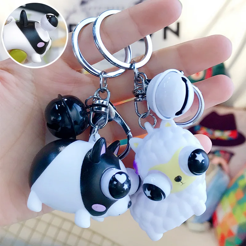 

Creative Cute Penguin elephant dog alpaca hippo duck Animal Keychain Stress Ball Car Keyrings For Decompression Key Chain Gift
