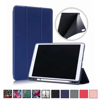 

for iPad Pro 10.5 inch Tablet Tri-Folding Folio PU Leather Case Back Soft TPU Smart Cover With Pencil Holder for iPad Air 3 2019