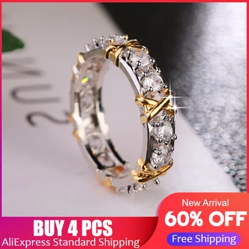 

Plated Color Separation Inlaid Zircon Ring-Style Luxury Trend WOMEN'S Ring stainless steel rings for women rings for women