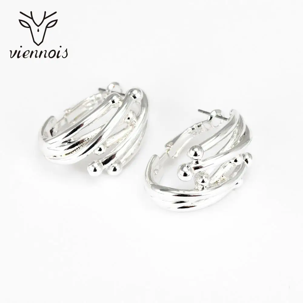 Viennois Aureate Irregular Winding Stud Earrings for Women Silver Color Fashion | Украшения и аксессуары