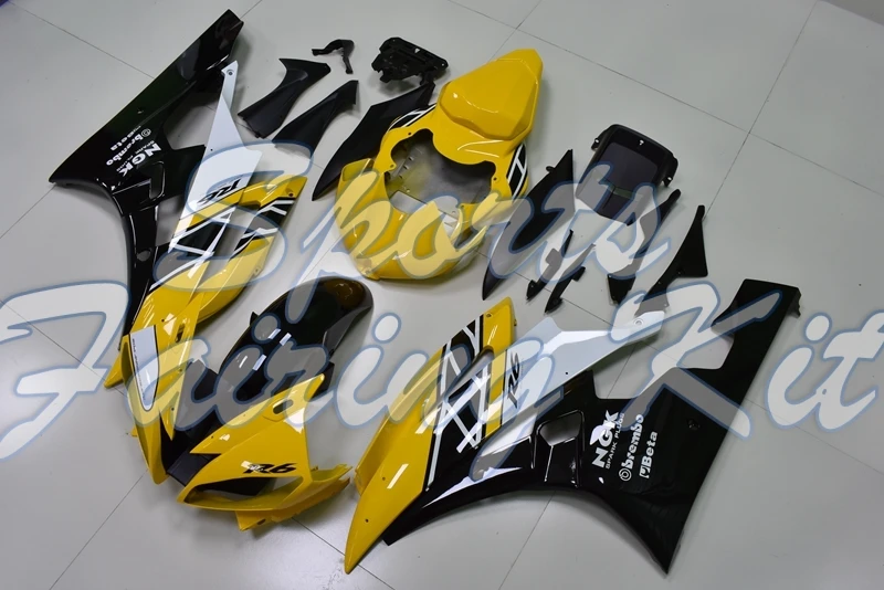 Мотоцикл обтекатель для YZF R6 2006 2007 Желтый Черный Набор всего тела YZF600 07 обтекатели