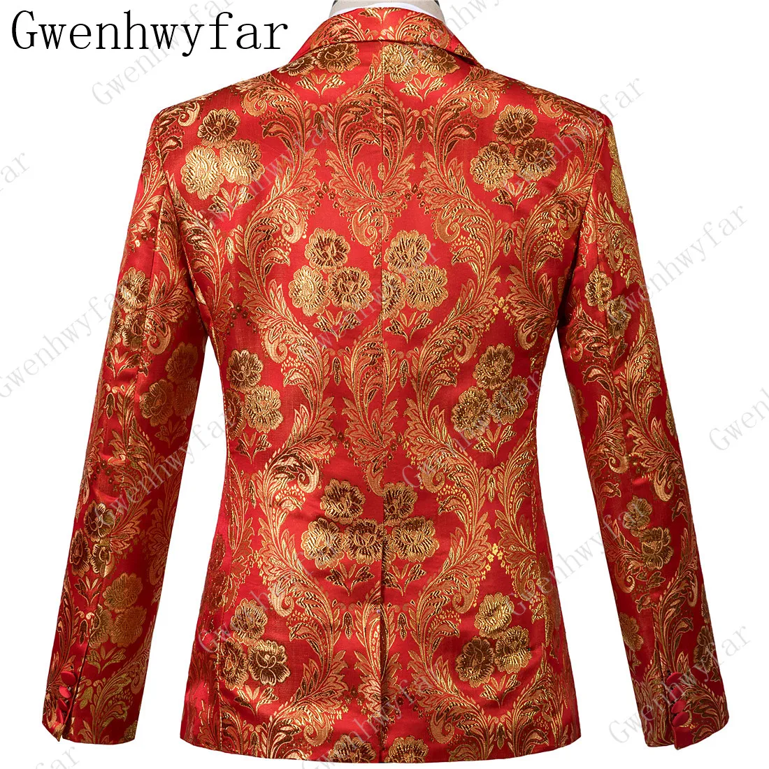 Gwenhwyfar Great Summer Suit Chinese Style Gold And Red Suit Handsome Joyous Best Suit Smooth And High Quality Fabric 3 PCS