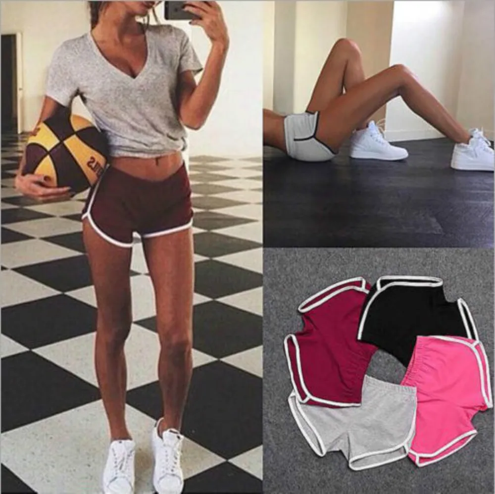 

Casual Shorts Woman 2020 Summer Stretch Waist Candy Color Slim Sport Shorts Harajuku Beach Sexy Short Women'S Clothing