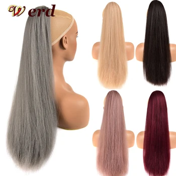 

WERD Synthetic Straight Ponytail Extension With Drawstring Clip In Hair For Women Brown Blonde Ponytail Hair
