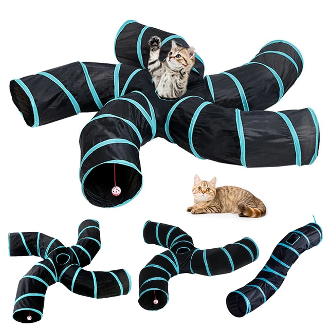 Tunel Plegable Para Gato Pubamall - 3 Salidas ( Colores ) Color Negro/Azul