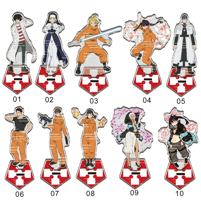 Figura de acción del Anime Enen no Shouboutai Fire Force, modelo de placa de acrílico, juguete de escritorio, decoración de cómic, adornos de 15cm