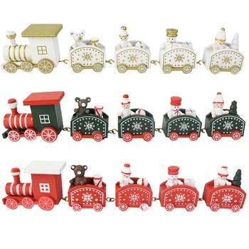 

1 Set Wooden Mini Train Christmas Ornaments Wood Trains for Kids Room Table Decoration Xmas New Year Decor Tabletop Display Toys