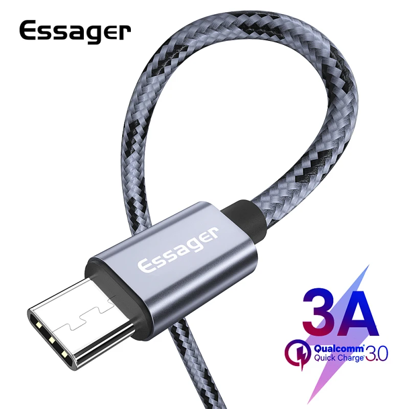 Essager USB C 3A кабель для быстрой зарядки type C кабель для samsung S10 S9 Note 10 9 huawei P20 P30 Pro mate 20 Oneplus 7 кабель для передачи данных