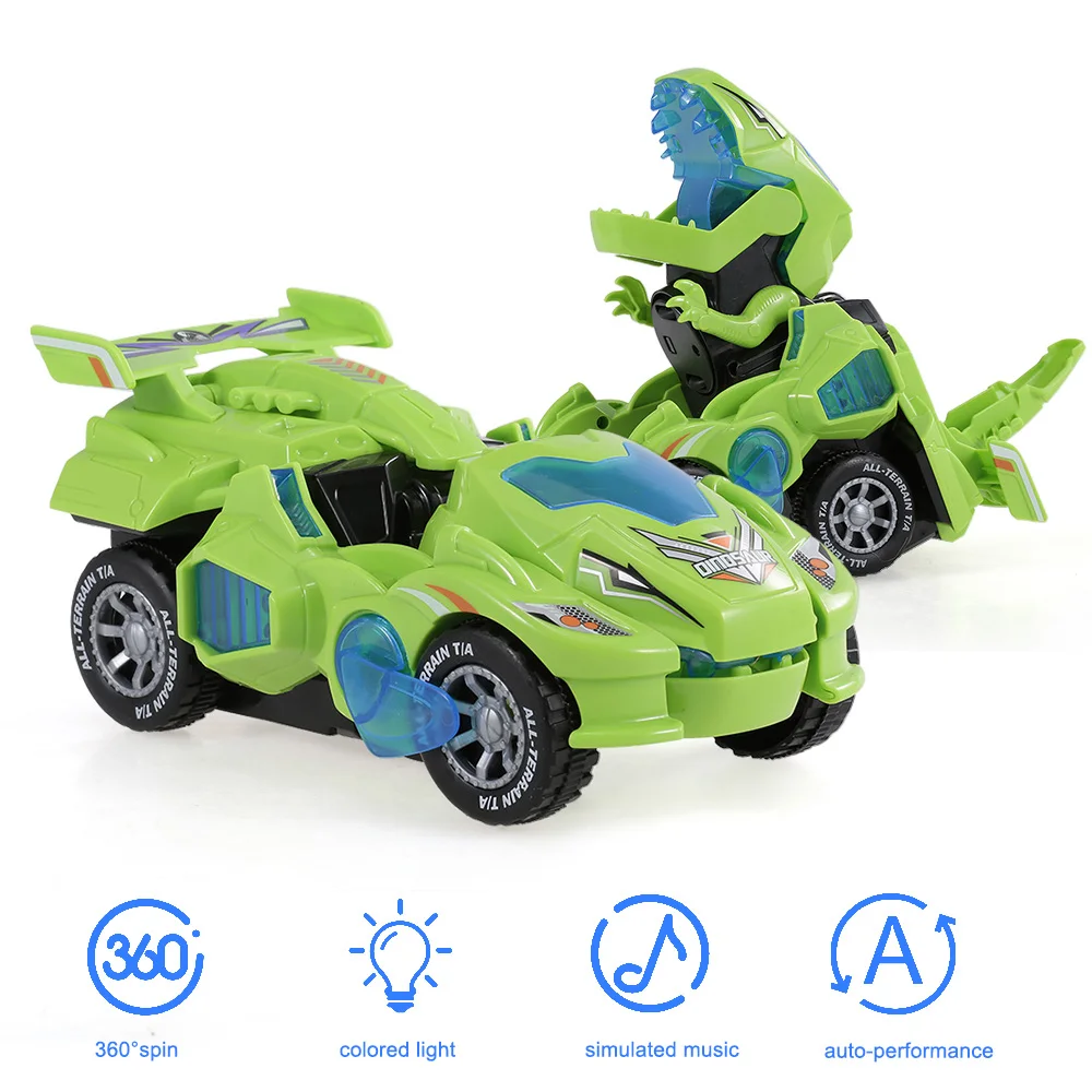 Преобразование динозавр светодиодный автомобиль динозавр превратить Автоматическая игрушка дпя динозавр Dino трансформатор игрушечный автомобиль для детей 3+ лет