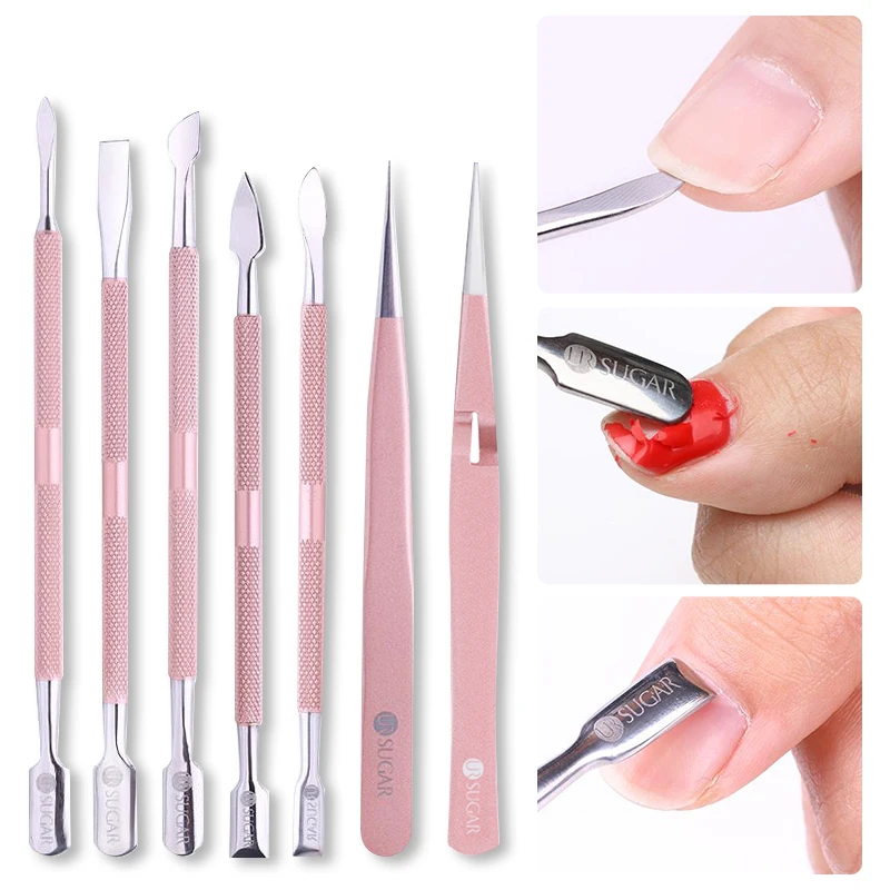 UR SUGAR Stainless Steel Cuticle Pusher Manicure Pedicure Cutter Spoon Remover Dead Skin Double Side Nail Art Cleaner Tool | Красота и