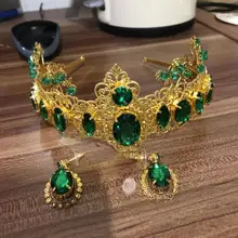 Распродажа!$4,5 большой площади зелеными кристаллами ручной работы; комплект в стиле диадемы para casamento тиара de noiva
