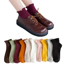 Модные мягкие хлопковые женские носки с кружевными оборками, 4 пары высококачественные однотонные милые носки красивые удобные милые носки с оборками для девочек