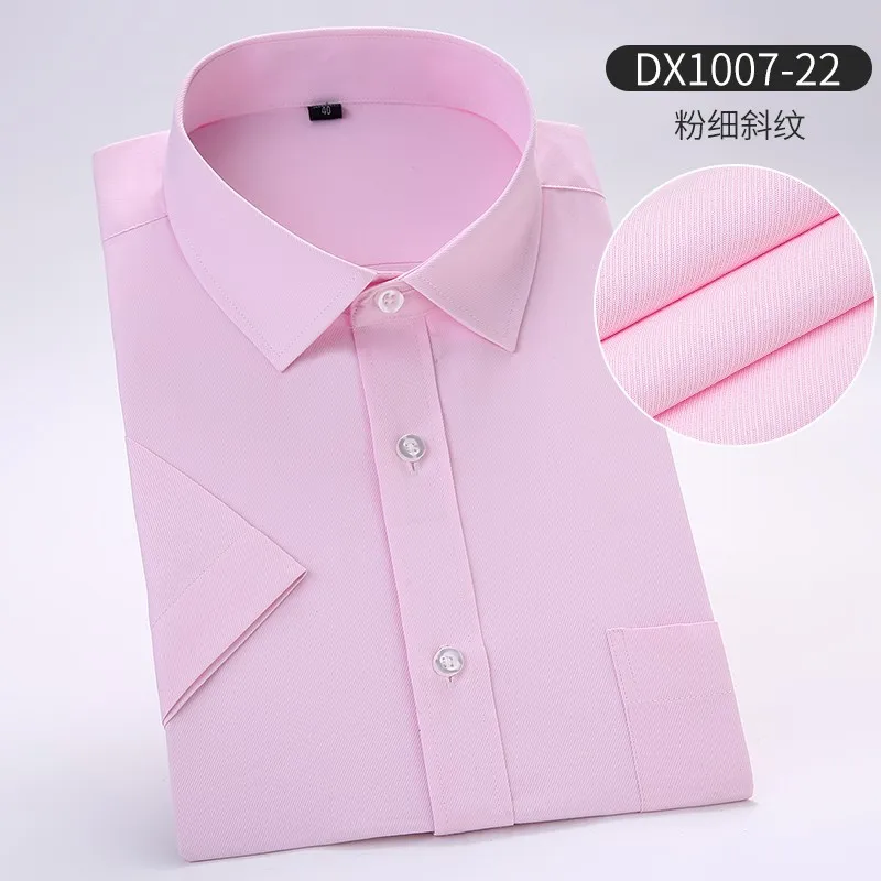 D1007 22 Мужские рубашки размера плюс 8XL 7XL 6XL 5XL 4XL летние однотонные повседневные рубашки с коротким рукавом зеленая тонкая саржевая Рабочая мужская блуза - Цвет: D1007 22
