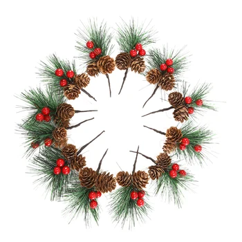 

12 Pcs Artificial Pine Picks Mini Christmas Red Berries Pine Cones Wedding Garden Christmas Tree Filler Decorations