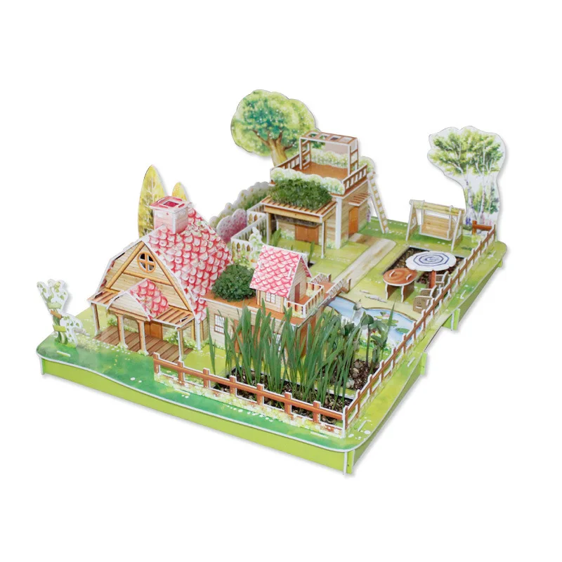 

3D Jigsaw Puzzle Cultivation Farm Parent And Child Small Farm Educational Force Children DIY Paper Architecture Model Toy