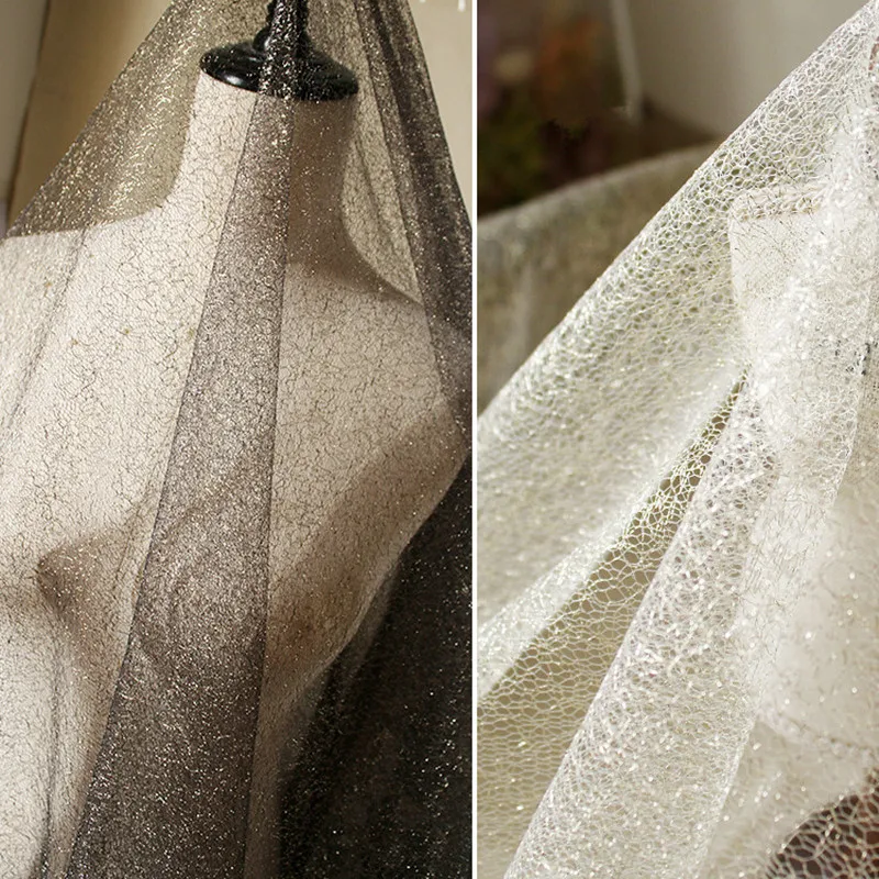 

90x165cm/Piece Designer fabric irregular hollow mesh texture dress imported gold thread perspective fabric